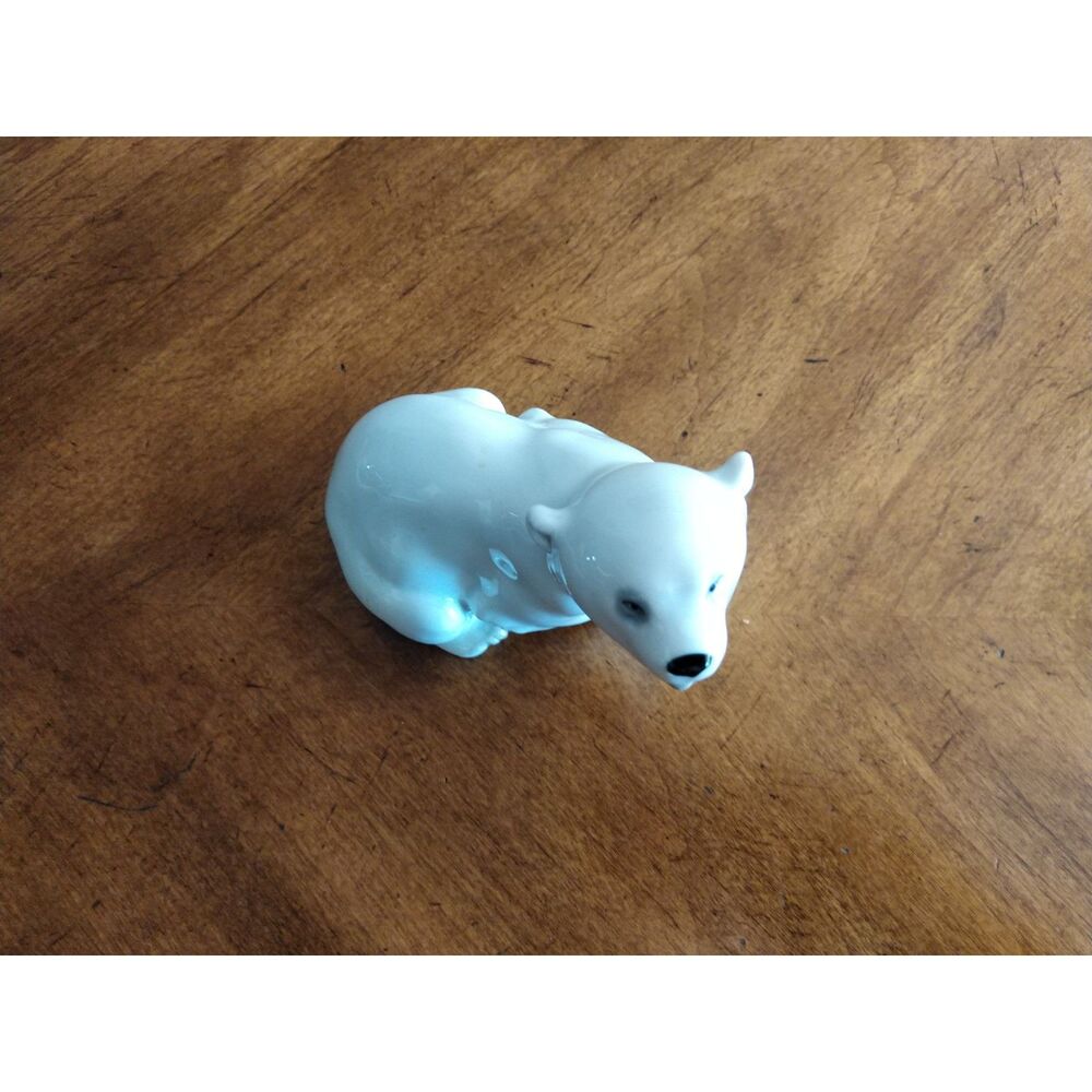 Damage* Vintage Lomonosov Porcelain (LFZ) Polar Bear Figurine 4.5" White - Picture 2 of 11